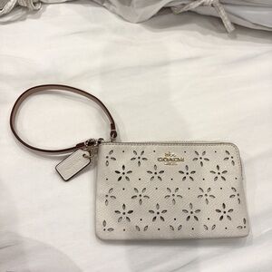 Coach Beige Floral Cutout Wristlet